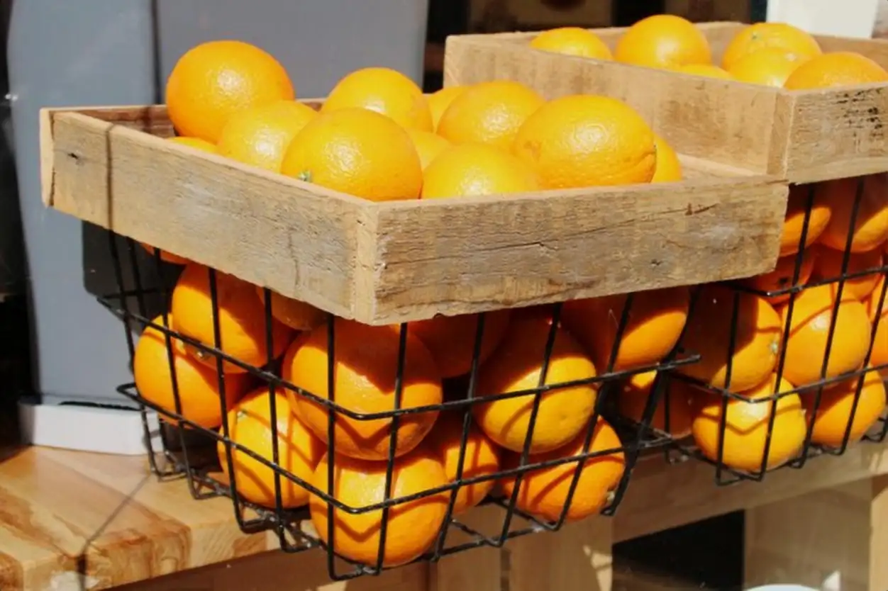 Close-up of oranges in basket