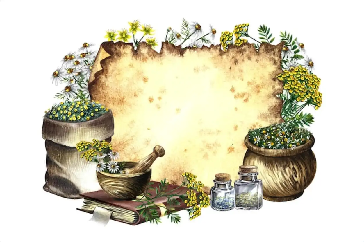 Medicinal herbs Watercolor hand drawn illustration