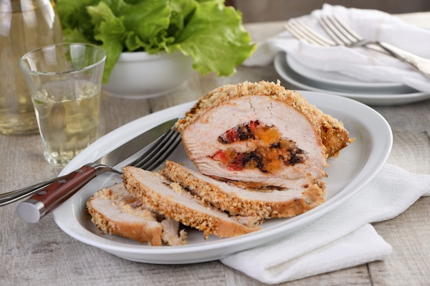 Turkey stuffed with dried fruit