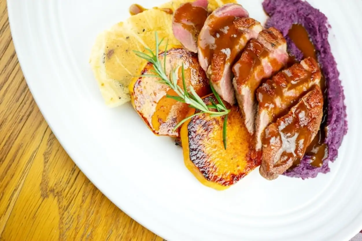 Pork dish on a restaurant table