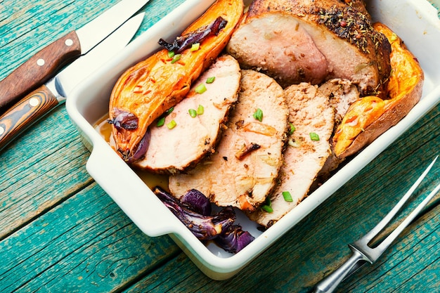 Baked pork with batata