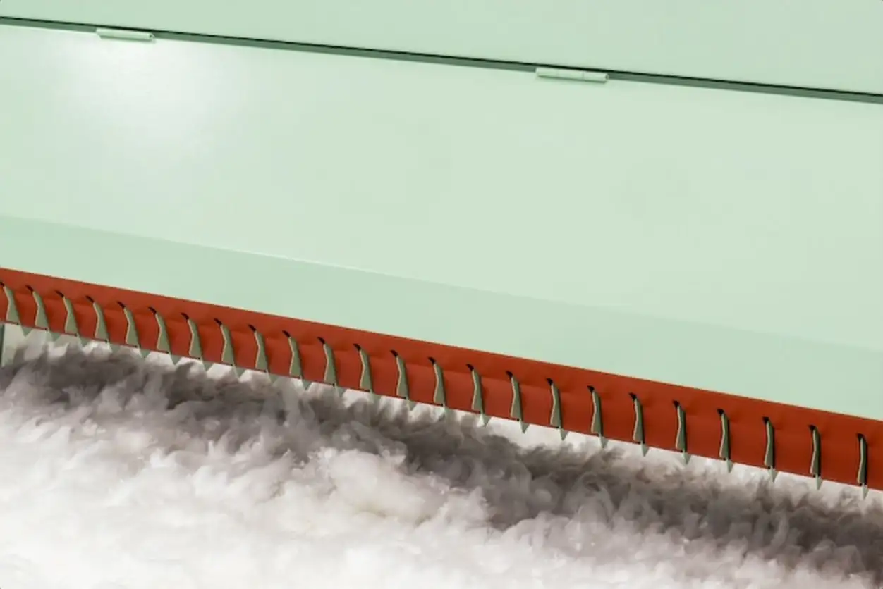 Carding machine in spinning workshop. equipment and technologies at the textile factory