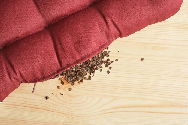seating cushion filled with buckwheat husk