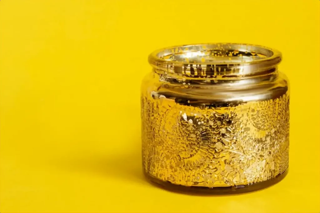 Jar on yellow background
