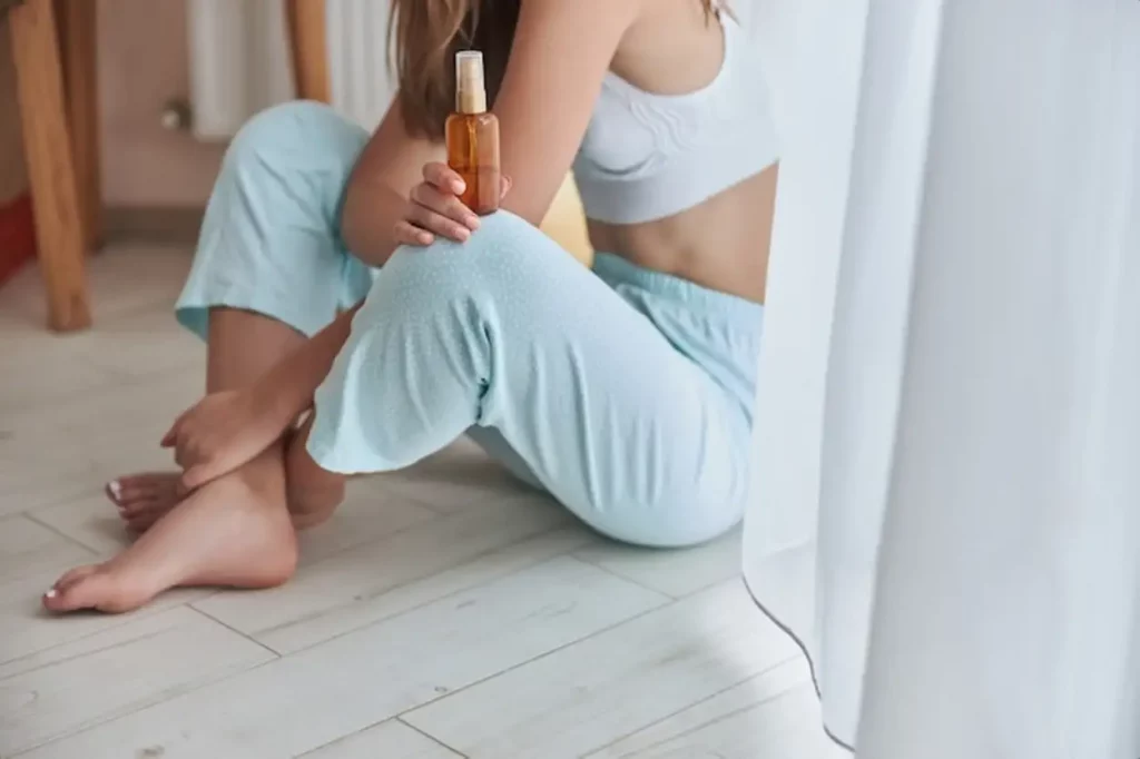 Young healthy natural skin female at home
