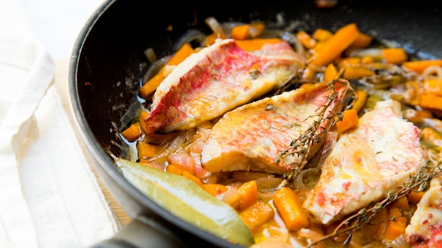 Pickled red mullets. Traditional Spanish tapa recipe.