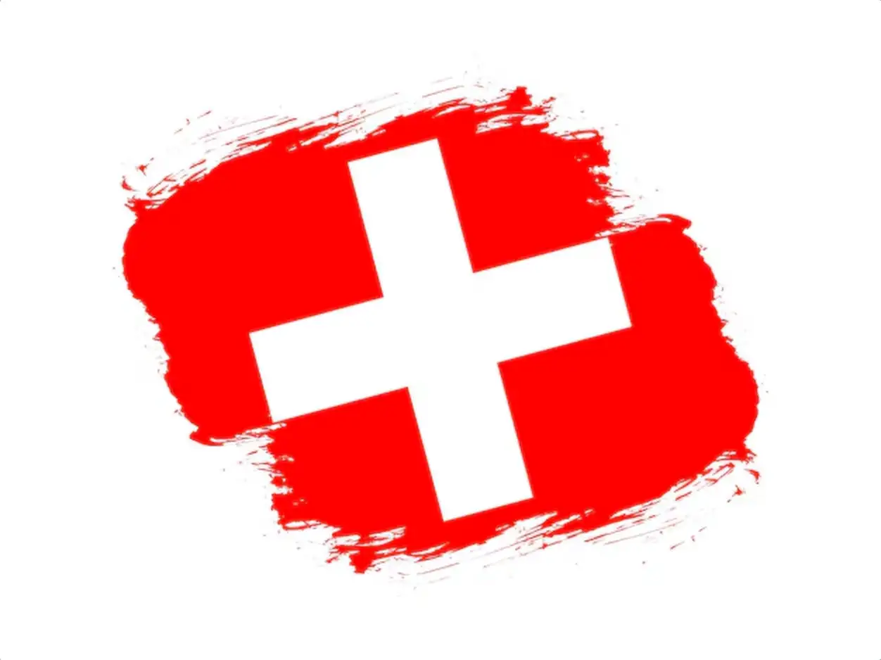 Stroke brush textured flag of switzerland on white background