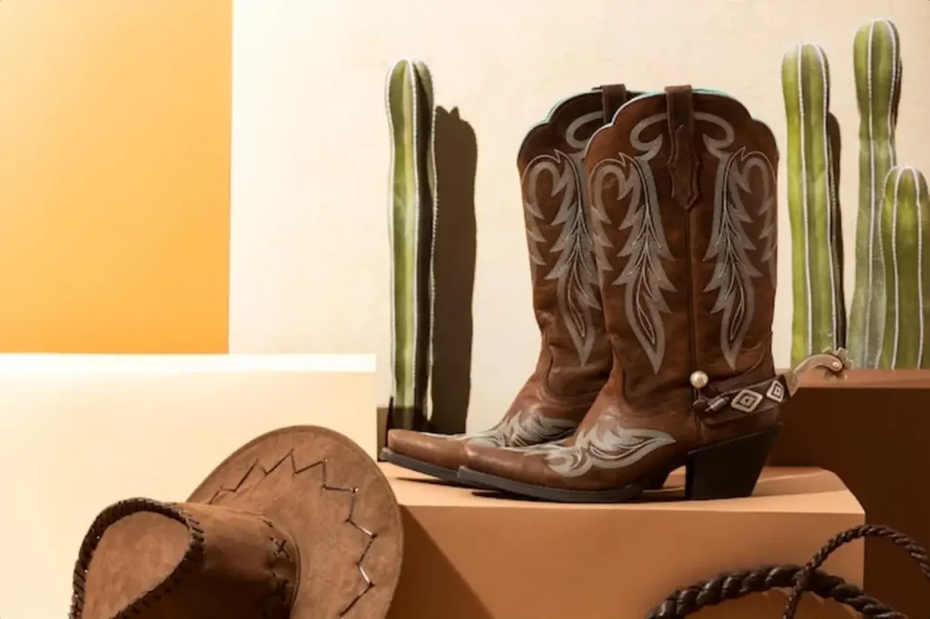 Cowboy background with boots