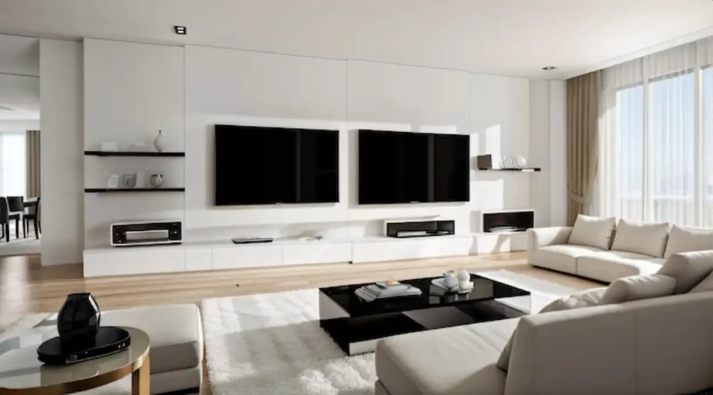 Cozy Living Room with Luxury Furniture and Entertainment Showcase