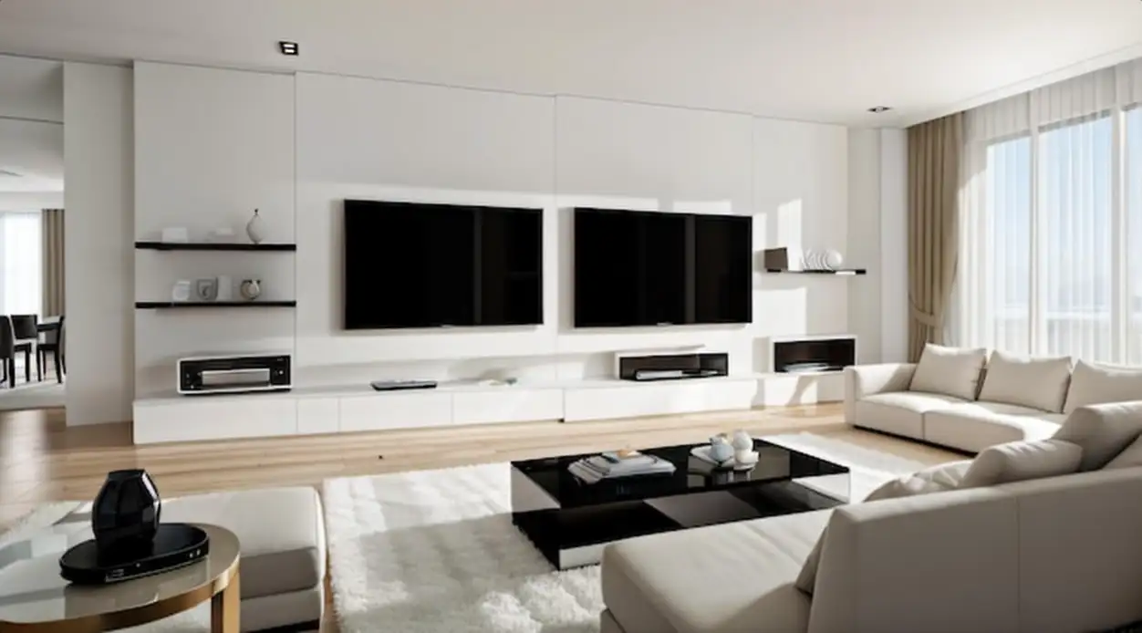 Cozy Living Room with Luxury Furniture and Entertainment Showcase