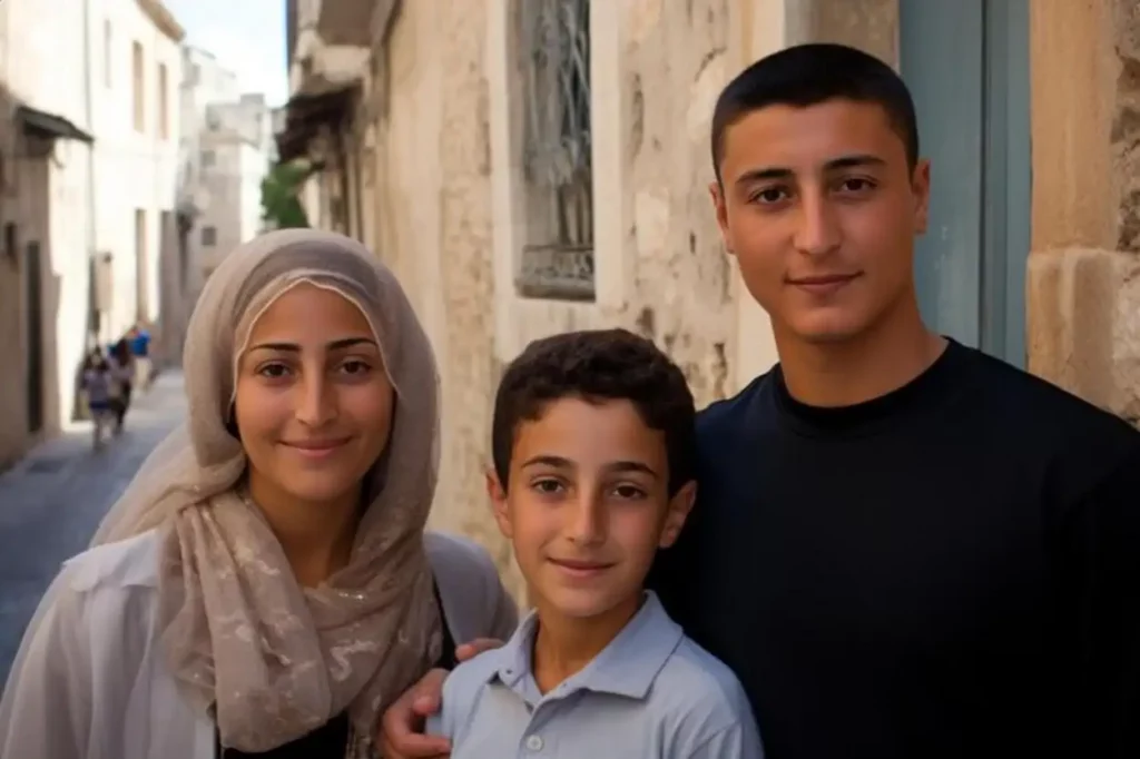 Muslim family having a good time outdoors
