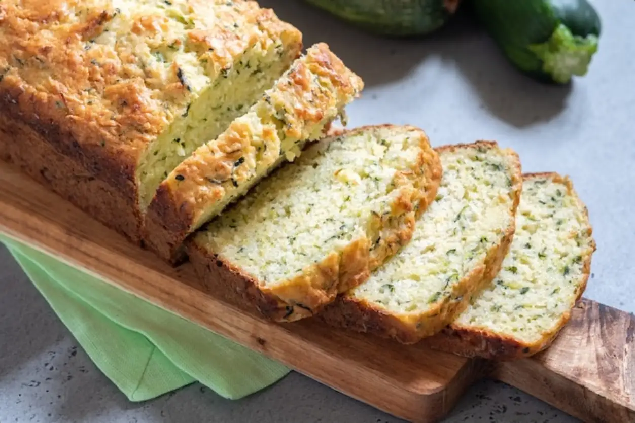 Fresh zucchini bread loaf cake on a table