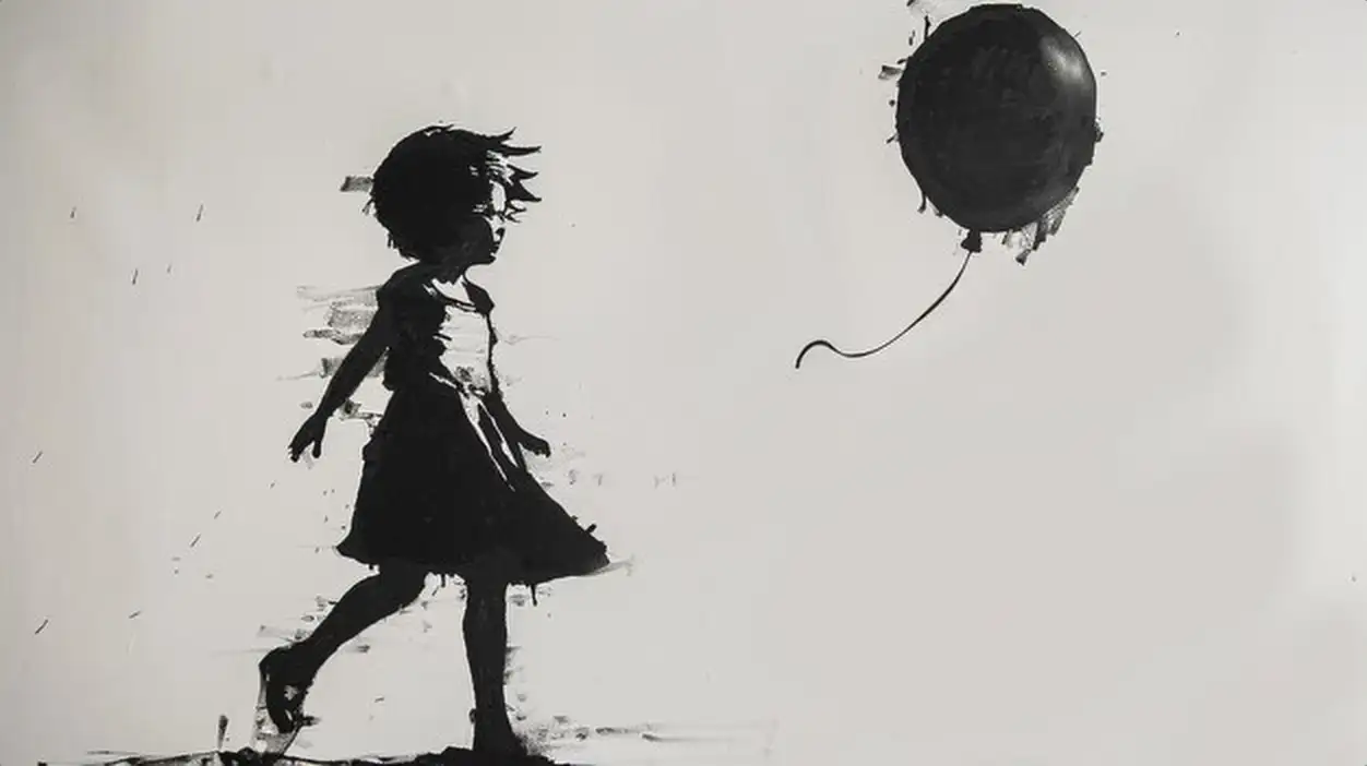 Girl with Balloon Banksy Style Drawing