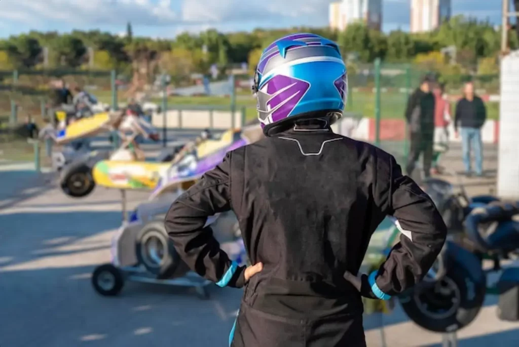Karting pilots on the racetrack