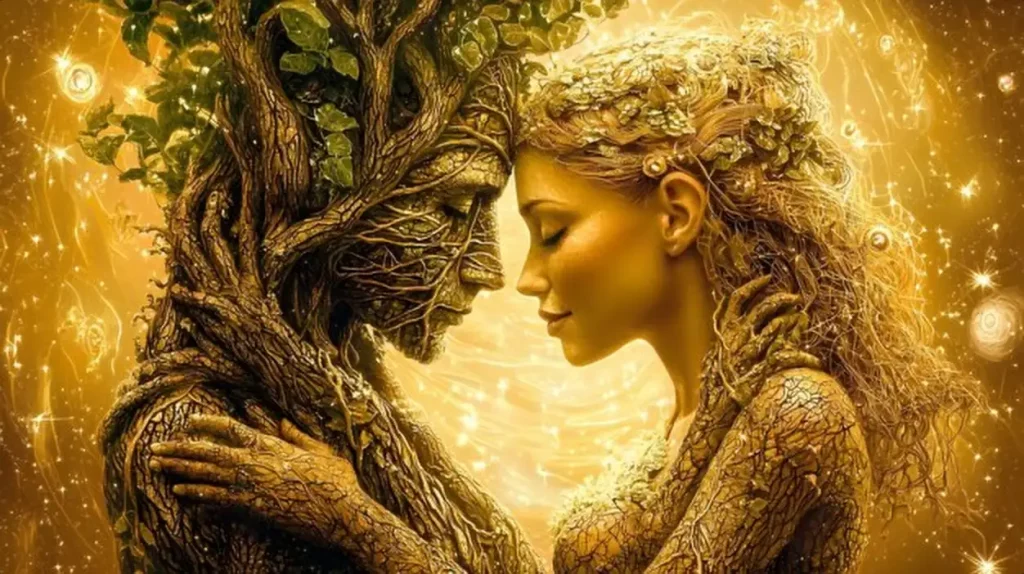 Ethereal Forest Goddess Glowing in Mystical Light