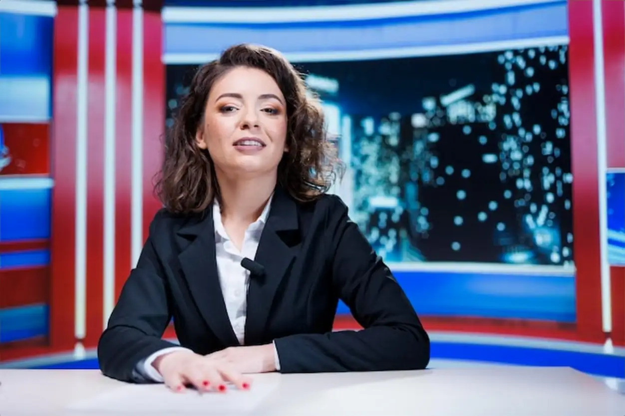 TV reporter discussing latest news