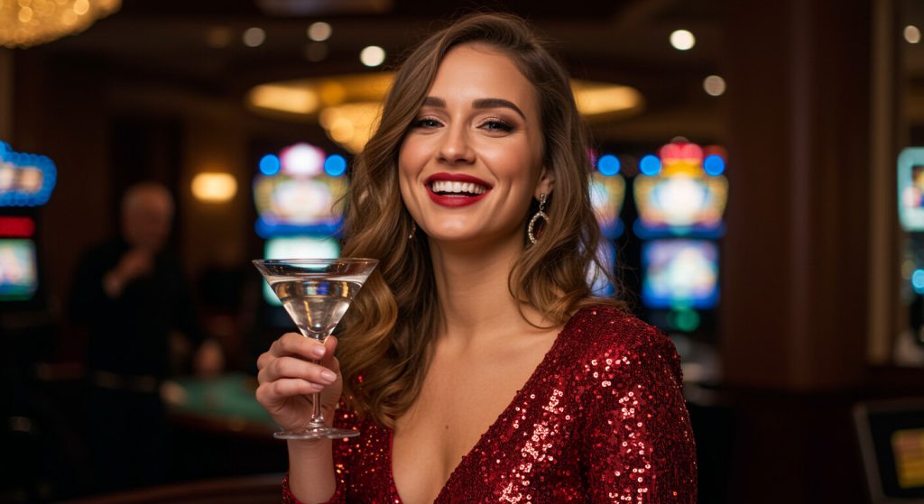 femme-champagne Femme souriant, buvant une coupe de champagne