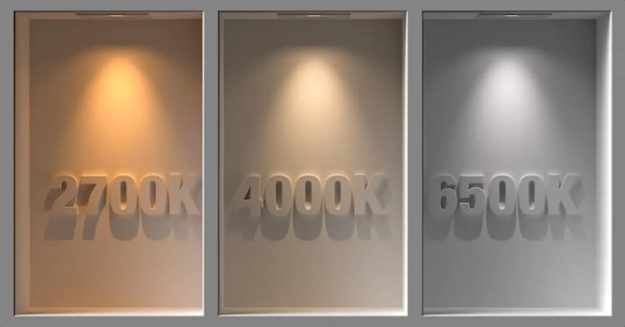 Lighting Niches with 2700K 4000K and 6500K Color Temperatures in 3D render