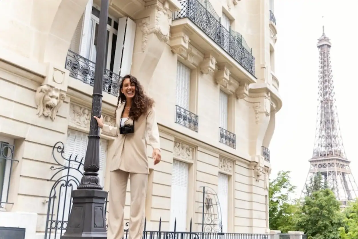 Young woman having fun in paris